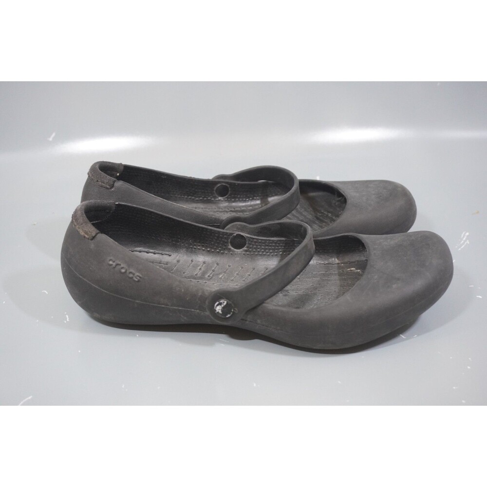 Crocs Alice Mary Jane Shoes Womens 8 Black Comfort Strap Flats Ballet Workwear